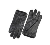 WENH Gants for hommes, doublure en laine tricotée ondulée, gants de conduite d'hiver en cuir, automne(Black,11)