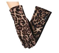 WENH Gants léopard en cachemire fin for femmes, mode hiver, gants chauds for écran tactile, en laine, for conduite chaude(Coffee)
