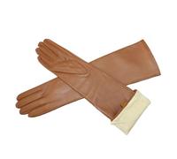 WENH Gants longs for femmes, couleur unie, polyvalents, doublure chaude en velours, gants d'hiver en cuir(Green,8)