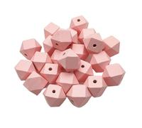WENH Lot de 100 perles à facettes en bois peintes écologiques de 20 mm for boucles d'oreilles et colliers faits main. Accessoires de bijoux.(Pink)