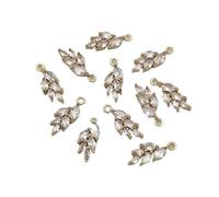 WENH Lot de 50 breloques en forme de plume en oxyde de zirconium, 17 x 7 mm, for colliers, boucles d'oreilles, accessoires, bijoux faits main(Gold color)