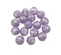 WENH Lot de 50 perles rondes en résine effet paillettes, 16/20 mm, for fabrication de stylos, boucles d'oreilles et colliers faits main. Accessoires et composants de bijoux(Purple,16mm)