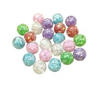 WENH Lot de 50 perles rondes en résine effet paillettes, 16/20 mm, for fabrication de stylos, boucles d'oreilles et colliers faits main. Accessoires et composants de bijoux(Random Mix,20mm)
