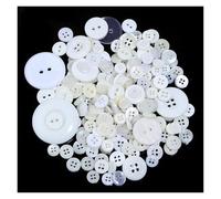 WENH Lot de 90 Boutons Ronds en résine colorée, Tailles Assorties, for la Confection de vêtements et Autres créations Artisanales (50 g).(White Series)