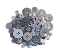 WENH Lot de 90 Boutons Ronds en résine colorée, Tailles Assorties, for la Confection de vêtements et Autres créations Artisanales (50 g).(Grey Series)