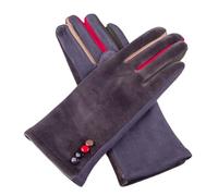 WENH Moufles d'automne-hiver for femmes, brodées, à boutons, en daim, velours et cachemire, chaudes, avec nœud papillon.(6 Gray B)