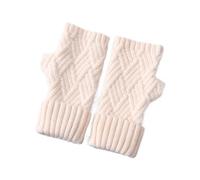 WENH Moufles en maille cachemire for femme, mitaines d'hiver en laine épaisse et pelucheuse, gants chauds et élégants à doigts complets for femme(Beige)
