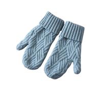 WENH Moufles en maille cachemire for femme, mitaines d'hiver en laine épaisse et pelucheuse, gants chauds et élégants à doigts complets for femme(Orange)