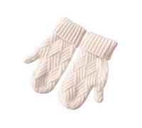 WENH Moufles en maille cachemire for femme, mitaines d'hiver en laine épaisse et pelucheuse, gants chauds et élégants à doigts complets for femme(WHITE)