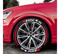 WENINETIES 8 Autocollants de Pneu pour Audi A1 A3 S3 A5 RS S5 A6 S6 A7 S7 RS 7 A8 A8 L S8, Kit de Lettrage Performance Marquage de Roue Tuning Sport Design Personnalisation Graphique,Sport+Red Stripe