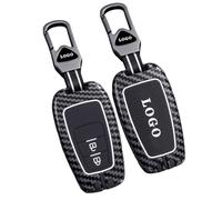 WENINETIES Clef de Voiture Coque de Protection pour Toyota Highlander III 2013-2016 SUV, Protège-clés de Voiture en Fibre de Carbone,avec Porte-clés,Protection Complète, Gunmetal Gray Metal Buckle-G