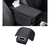 WENINETIES Housse d'Accoudoir Voiture pour Fiat Panda dal 2003 al 2012, Coussin Console Centrale Tapis Rangement Cuir Nappa Confortable Noir,B