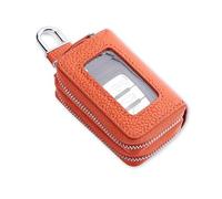 WENINETIES Housse de Protection Clé de Voiture pour BMW iX1 U11 EV Hybrid 2022 2023 2024, Etui à Clé avec Femeture Éclair en Métal et Mousqueton,Orange