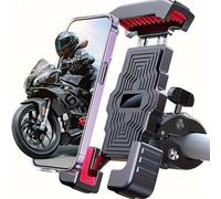 WENINETIES Support Téléphone Moto Anti-Vibration pour Ducati Monster 937 Monster 821 1200 1200S, 360° Rotation Support Smartphone Moto Libération Rapide Ne Bloque Pas Caméra,Red