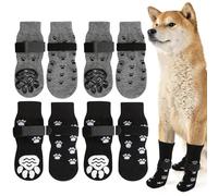 Weniubit 4 Paires de Chaussettes pour Chiens Antidérapantes Double Face, Chaussettes pour Chiens Anti-fuites avec lanières réglables, Chaussettes pour Chiens d'intérieur en Plein air (S)