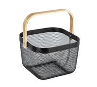Wenko 1 Cintre, Bambou, Noir, 2,5 x 0,2 x 500 cm | panier de transport style Loft, panier décoratif, 25 x 17 x 25 cm, noir/naturel, Mod Bambusa