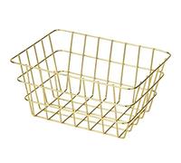 WENKO 1 Corbeille Viana Doré, Panier de rangement glamour pour la salle de bain, le WC d'invités et l'ensemble du foyer, Métal, Or, 18 x 25 x 12 cm