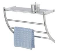 Wenko – Porte-serviettes mural Pescara – INOX 3 niveaux avec tablette L56 cm