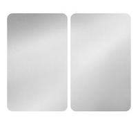 WENKO Plaque de Recouvrement Universelle Mod. Argent, réglable en Hauteur pour Tout Type de cuisinière, Planche à découper et Protection Anti-éclaboussures, Verre, 30 x 52 cm, 2 pièces