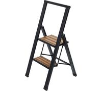 WENKO 2 marches Alu Design Escabeau escamotable Escalier de ménage Marches XXL antidérapantes