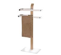 WENKO Porte Serviette Salle de Bain sur Pied Samona Nature, chromé - Bois, 40,5x79,5x21,5 cm