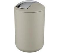 WENKO Petite poubelle salle de bain, poubelle à couvercle basculant Brasil L, 6.5L, taupe, Ø 19,5 x 31 cm