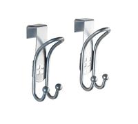 WENKO Crochet de porte perforé set de 2 2er Set Schrankhaken, Kleiderhaken, Badezimmerhaken Gris