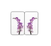 WENKO Orchidees planche à découper pour cuisine Rectangulaire Plastique, Verre trempé Multicolore