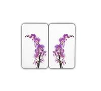WENKO Orchidees planche à découper pour cuisine Rectangulaire Plastique, Verre trempé Multicolore