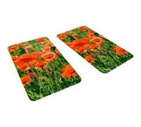 WENKO Protège-plaque universelle Champs de Coquelicots – Verre trempé réglable 30x52 cm, 2 pièces