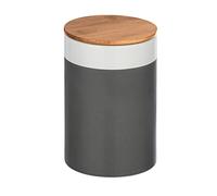 WENKO 54092100 Boîte de Rangement Malta avec Couvercle en Bambou, Capacité : 1,45 L, Céramique, 12,5 x 18,5 x 12,5 cm, Gris/Blanc