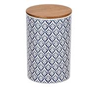 WENKO Boite de rangement céramique hermétique avec couvercle bambou, Lorca, Capacité 1,45 l, Céramique - Bambou, Ø 12,5x18,5 cm