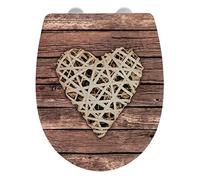 WENKO Abattant Curly Heart surface avec relief Abattant WC avec système d'abaissement automatique, fixation hygiénique Fix-Clip Multicolore