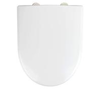 WENKO Abattant WC avec frein de chute Exclusif Nr. 2, Lunette de toilette universel, Anti bruit, Installation rapide et facile en 1 clic, Antibactérien, Fixation Inox, Duroplastique, 36,5x45cm, Blanc