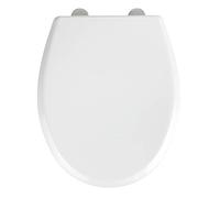 WENKO Abattant WC avec Frein de Chute Gubbio | Abattant WC clipsable avec Fixation INOX | Capacité de Charge jusqu'à 350 kg | Duroplast antibactérien | 37 x 44.5 cm | Blanc