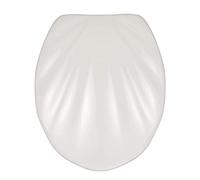 WENKO Abattant WC avec Frein de Chute Premium Coquillage | Lunette Toilettes clipsable avec Fixation en Acier INOX | Installation Facile |Duroplast hygiènique | 38 x 46 cm | Blanc