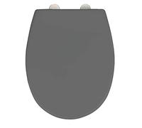 WENKO Abattant WC avec Frein de Chute Vorno Neo, abattant WC clipsable Fixation Acier INOX, Duroplastique antibactérien hygiénique et incassable, Surface antibactérienne, 37x46 cm, Gris