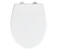 WENKO Abattant WC avec frein de chute Vorno Neo, abattant WC clipsable fixation acier inox, Duroplastique antibactérien hygiénique et incassable, surface antibactérienne, 37x46 cm, Blanc