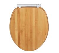 WENKO Abattant WC Bambusa | Lunettes WC Frein de Chute | Installation Rapide | Déclipsable pour Entretien Facile | Tampon Mural et Patin Anti Glisse | Bambou certifié FSC® | 34,5 x 40,5 cm | Bambou