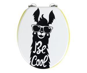 Wenko Abattant WC Be Cool, siège de Toilette Original avec Surface exempte de Pores résistante à l'humidité, Couvercle de WC en MDF, Fixation en Acier INOX, 35,5x42,5 cm, Multicolore