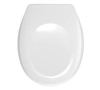 WENKO Abattant WC Bergamo Blanc - antibactérien, Fixation réglable en Acier INOX, Duroplast, 35 x 44.4 cm, Blanc