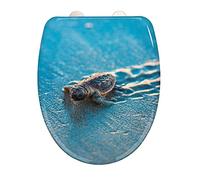 WENKO Abattant WC Caretta, abattant WC avec frein de chute, lunette WC en duroplastique antibactérien hygiénique et incassable, fixation en acier inox, 38 x 45 cm, motif animal, multicolore