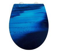 WENKO Abattant WC Deep Sea avec Surface Relief, abattant WC avec Frein de Chute, Lunette WC en duroplastique antibactérien hygiénique et incassable, Fixation en Acier INOX, 38x44,5 cm, Multicolore