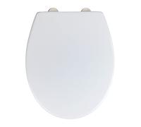 WENKO Abattant WC Korfu | Lunettes WC avec Frein de Chute | Installation Rapide | Déclipsable pour Entretien Facile | Tampon Mural | Assise jusqu'à 300kg | Thermoplastique | 37,5 x 44,5 cm| Blanc