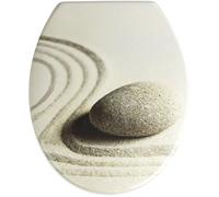 WENKO Abattant WC Original Sand and Stone, abattant WC avec fixation en acier inox, Duroplast antibactérien, 37.5x45cm, Multicolore