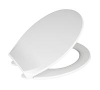 WENKO Abattant WC Premium KOS | Frein de Chute | Abattant WC clipsable avec Fixation INOX | Nettoyage Facile | Resistant à la Casse et aux Rayures | Thermoplastique | Forme Ovale | 37,5x42cm |Blanc