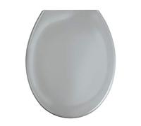 WENKO Abattant WC Premium Ottana Gris Clair Easy-Close - Couvercle de WC antibactérien, abaissement Automatique, Fixation Fix-Clip hygiénique en Acier INOX, Duroplast, 37.5 x 44.5 cm, Gris Clair