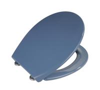 WENKO Abattant WC Samos avec Frein de Chute | Lunette Toilettes clipsable avec Fixation INOX | Installation Facile et Rapide | Duroplast hygiénique | 37,5x44,5 cm | Bleu Ardoise