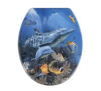 WENKO Abattant WC Sea Life antibactérien, Fixation en Acier INOX Multicolore