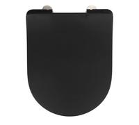 WENKO Abattant WC Sedilo | Lunettes WC avec Frein de Chute | Installation Rapide | Déclipsable pour Entretien Facile | Tampon Mural | Assise jusqu'à 300kg| Duroplastique | 36,2 x 45,2 cm| Noir Mat
